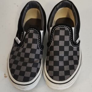 Vans Kids Checkered Black and Gray Slip-On Sneakers